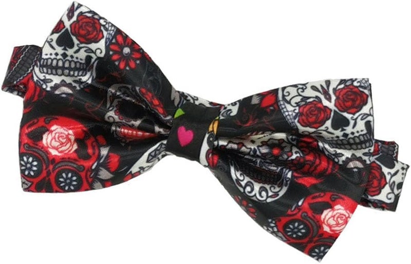 BBTDIN BHWH08 Blood Red & White Halloween Bow Ties for Men - Image 1